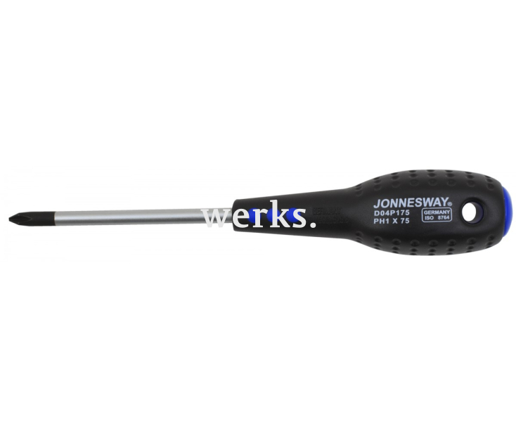 Отвертка крестовая Phillips PH1 x 75 Jonnesway FULL STAR D04P175