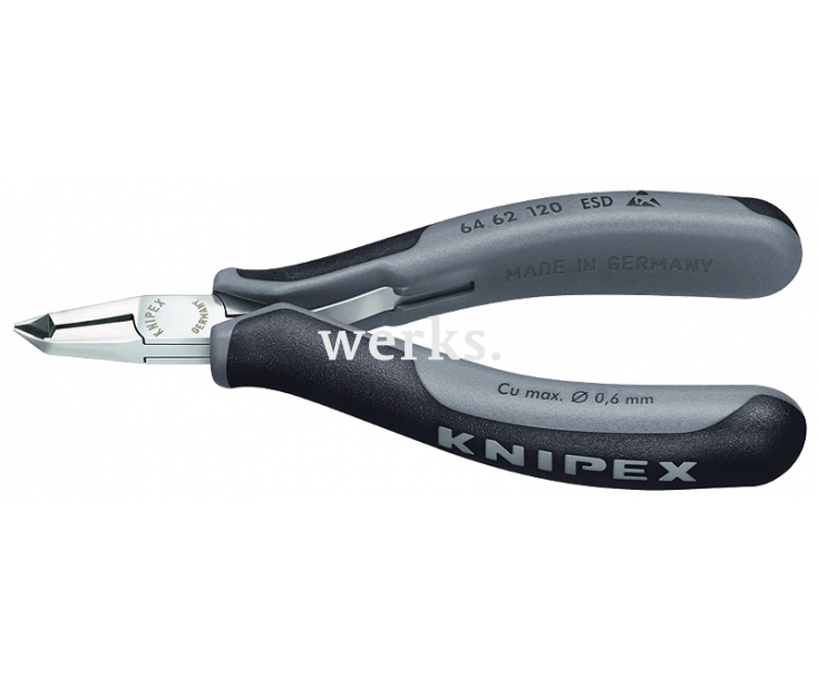 Кусачки торцевые для электроники антистатические Knipex KN-6462120ESD