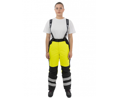 Зимние женские сигнальные брюки Brodeks KW330 желтый/черный (L)