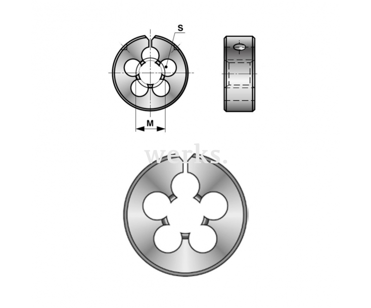 Плашка разрезная М6х1,0 HSS 6g 20,6х6,35мм Bucovice Tools 440060A