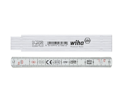 Метр складной Longlife 1 м Wiha 410 1000 27062 белый