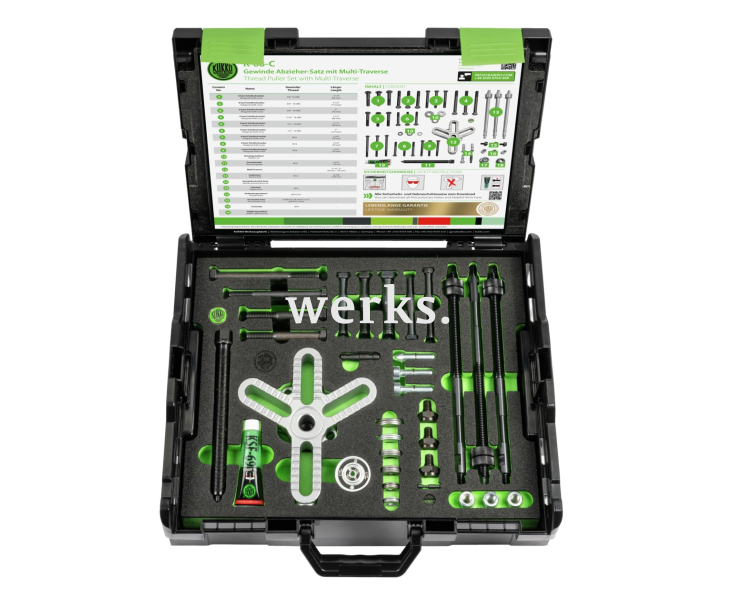 Многосторонний набор съемников болтов, диапазон зажима до 150 мм и глубина зажима 270 мм, макс. усилие натяжения 5 т KUKKO K-68-C