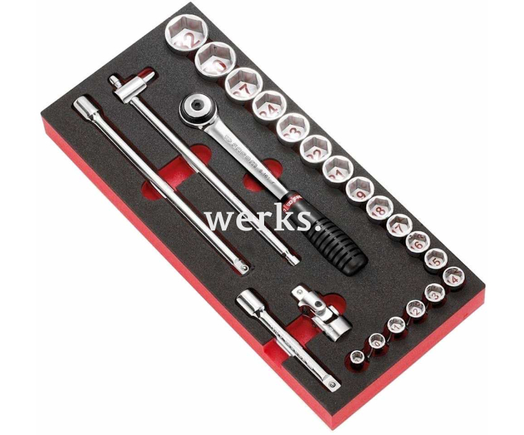 Набор торцовых головок HEX Nut с трещоткой 23 предмета Facom MODM.S1A