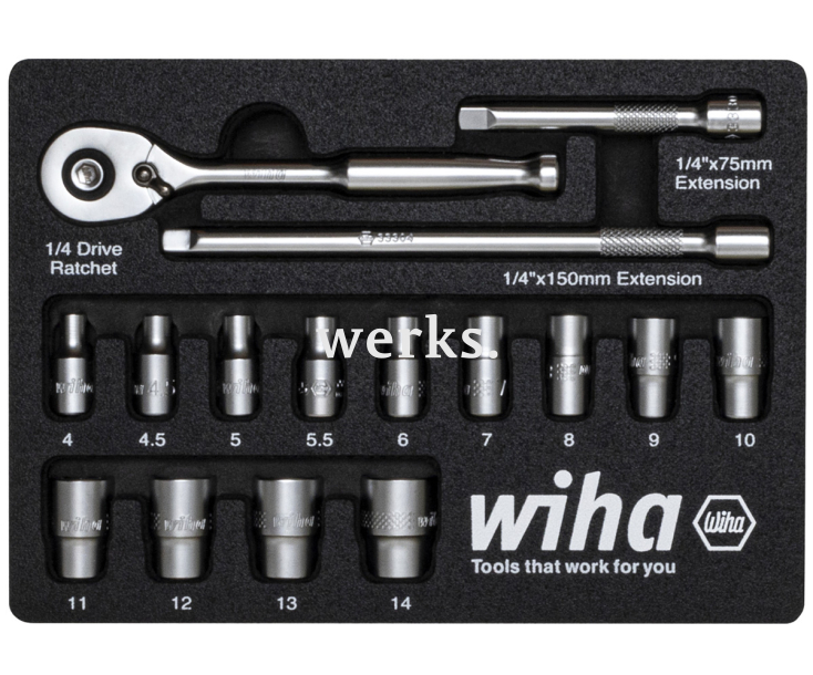 Набор торцевых головок с трещоткой 1/4" Wiha 44683 17 предметов