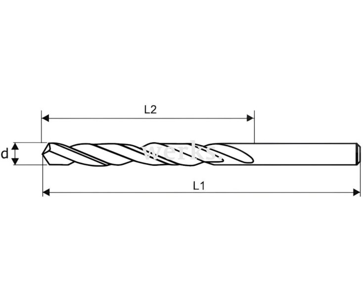Сверло 1,1мм цх DIN338 ( ГОСТ 10902-77) Класс А1 Р6М5К5/HSS-E Werks W.1,1DIN338M43