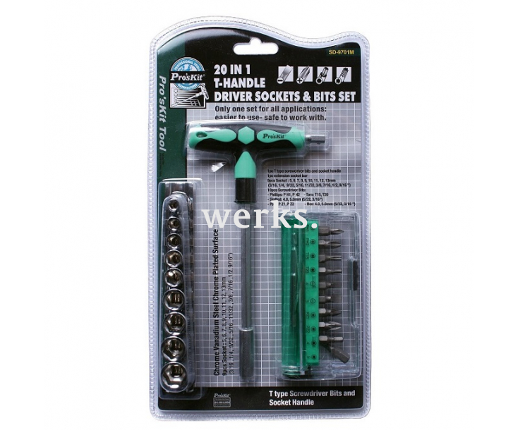 Набор бит и головок с Т-образной ручкой ProsKit SD-9701M