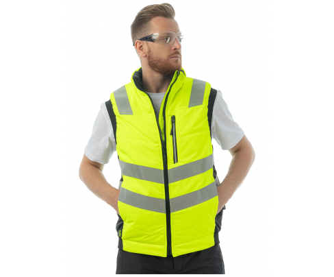 Сигнальный жилет утепленный Brodeks KW111 желтый/черный (L)