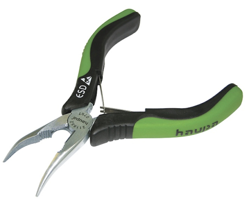 Длинногубцы ESD для электроники изогнутые режущие 130 мм Haupa 211852