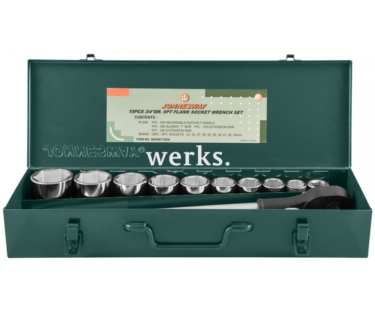 Набор торцевых головок с трещоткой, квадрат 3/4"DR, 22-50 мм Jonnesway S04H6315SA