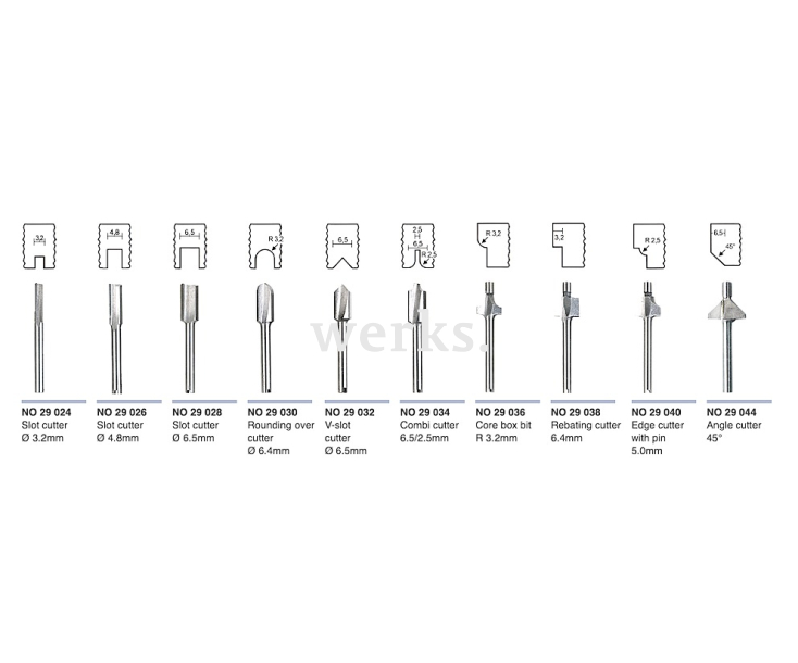 Набор профильных фрез по дереву 10 штук Proxxon 29020
