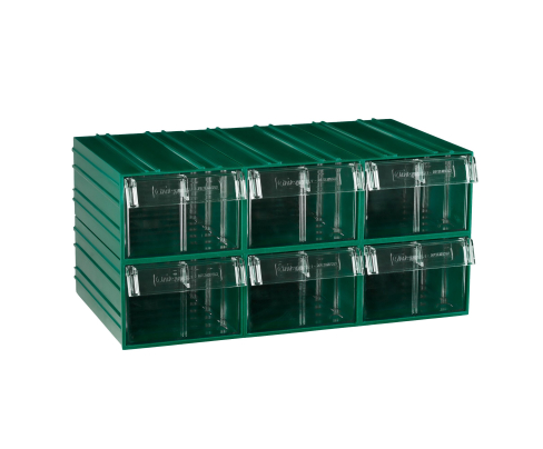 Пластиковый короб Стелла-техник C-2-К6-зеленый-прозрачный , 140х250х100мм, комплект 6 штук