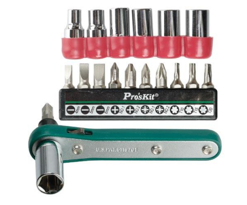 Трещотка двусторонняя с битами ProsKit 1PK-202A