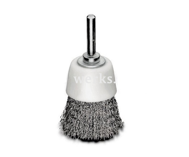 Щетка чашечная плоскостная нерж. гофр. Ø50 мм Lessmann 435 355 с пластиковой чашкой