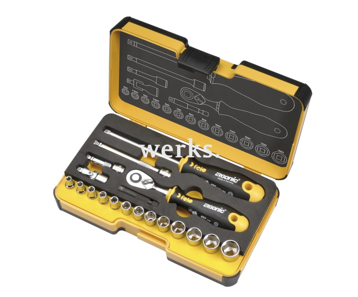 Набор торцевых головок с трещоткой и отверткой 1/4" Felo Ergonic 19 предметов 05781906