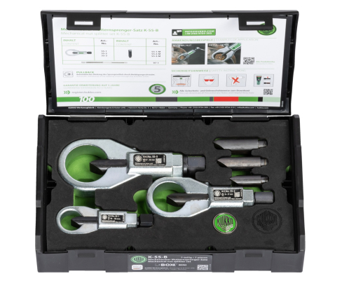 Набор механических гайкорезов 55-1/-2/-3 со сменными зубилами в L-Boxx Mini KUKKO K-55-B