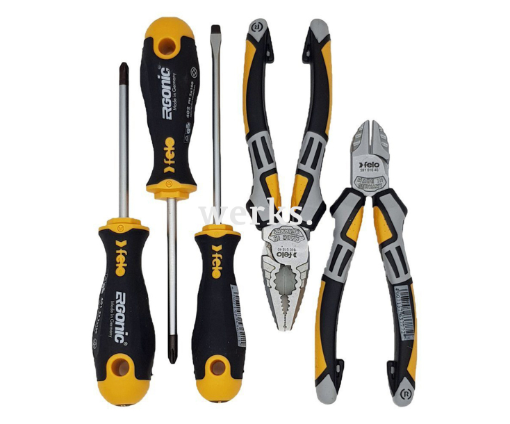 Набор отверток Felo Ergonic SL PH PZ с плоскогубцами и бокорезами в сумке 5 предметов 40090504