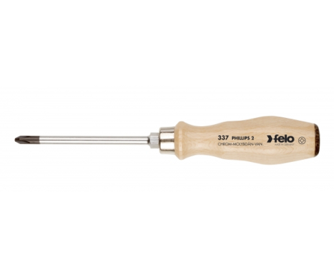 Отвертка Felo серия 337 крестовая Phillips PH2x100 ударная 33720390 с деревянной ручкой