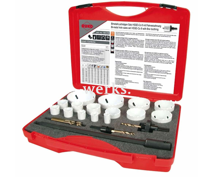 Набор коронок Premium  Ruko HSS-Co 8 16 - 83 мм 18 предметов 126318