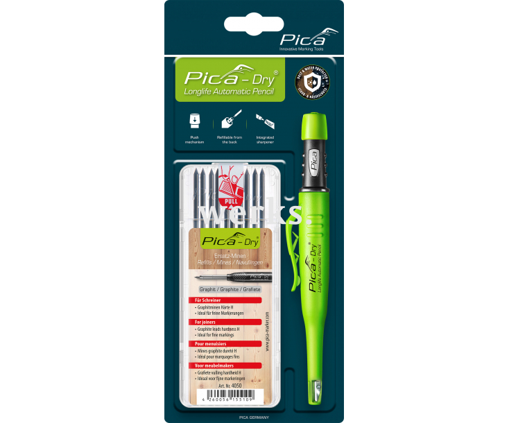 Набор для разметки с карандашом Pica-Dry и графитовыми грифелями Pica 30405 (3030+4050)