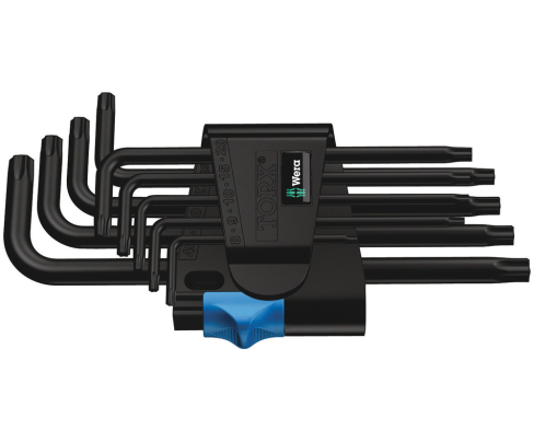 Набор Г-образных ключей с фиксирующей функцией Wera 967 L/9 TORX® HF BlackLaser WE-024244
