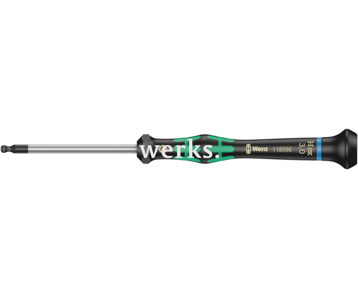 Отвертка HEX Wera Kraftform Micro для электронщика 2052 WE-118092 2.0 Х 60 с шестигранной сферической головкой