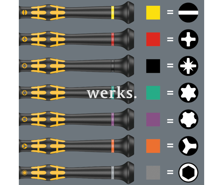 Набор отверток для ремонта Apple iPhone и электроники SL PH Microstix PL на подставке Wera Kraftform Micro 1550/6 ESD WE-030180