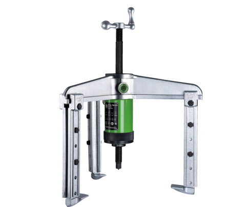 Гидравлический, особо прочный, 3-рычажный съемник с регулируемой глубиной захвата и гидравлическим полым поршневым цилиндром для привода насоса (среднее тяговое усилие до 20 т) KUKKO Y28-11-2