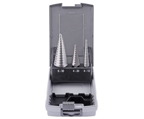 Набор сверл ступенчатых 4-12 4-20 6-30 мм HSSG прямая канавка GSR B04010010