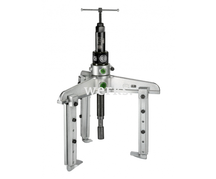Трёхзахватный съёмник с регулировкой глубины фиксации и длинным гидравлическим шпинделем KUKKO 11-1-BV