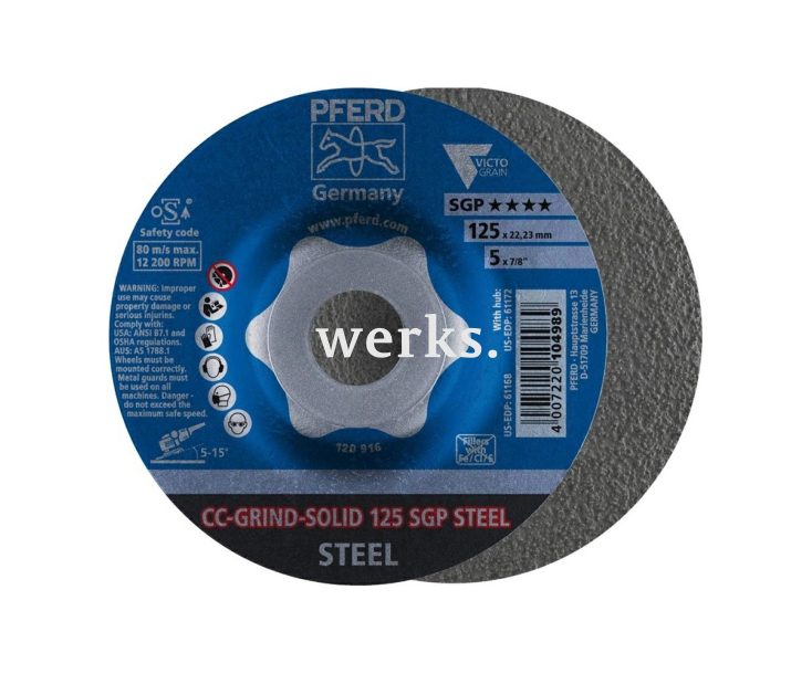Круг шлифовальный Pferd CC-GRIND SOLID 125 SGP STEEL