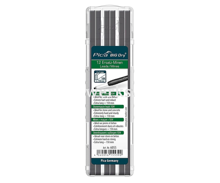 Грифели твердые Stonemason для карандаша Pica BIG Dry 6055 12 пр.