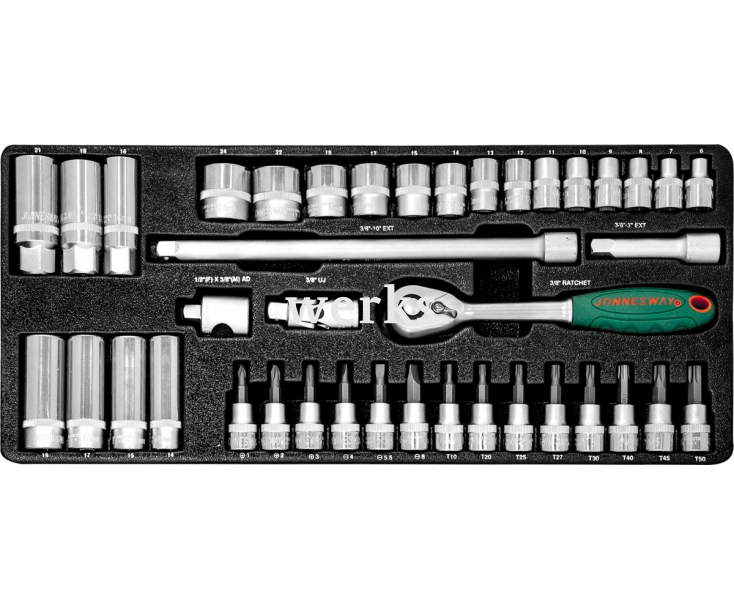 Набор торцевых головок с трещоткой, квадрат 3/8"DR, 6-24 мм, 41 предмет Jonnesway S04H3141S