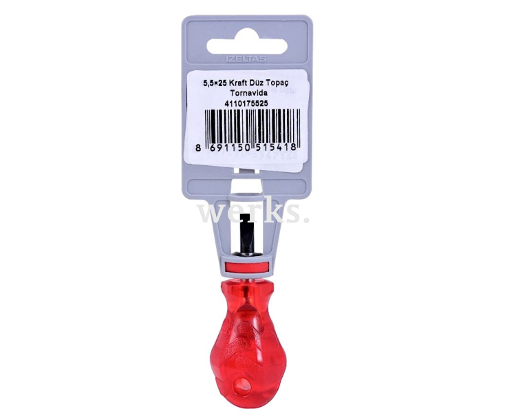 Отвертка шлицевая короткая Kraft 6.5х25 Izeltas 4110176525