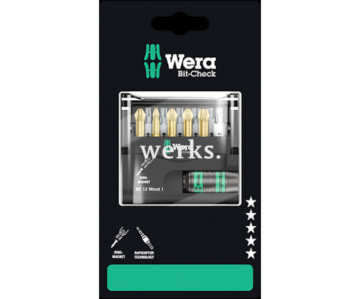 Bit-Check 12 Wood 1 SB Набор насадок (PH, PZ, TX) и держатель Wera WE-136390