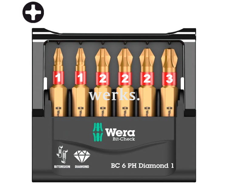Набор насадок PH Bit-Check 6 PH Diamond 1 Wera WE-057404 6 пр.