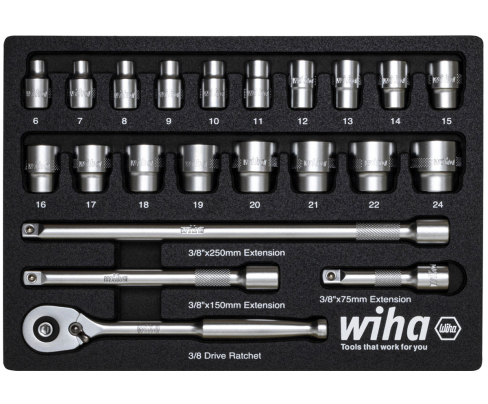 Набор торцевых головок с трещоткой 3/8" Wiha 44708 23 предмета