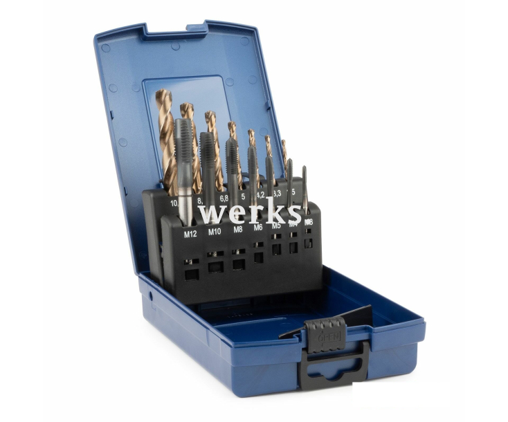 Набор машинных метчиков B HSSE-AlTiN DIN371/376 M3-M10/M12 Silver 14 предметов GSR BRB09100120