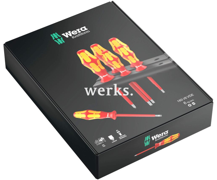Набор отверток SL PH VDE + подставка Wera Kraftform 160 i/6 Rack WE-006145