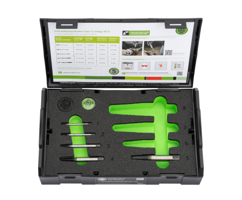 Набор экстракторов со свёрлами и направляющими втулками KUKKO 49-A