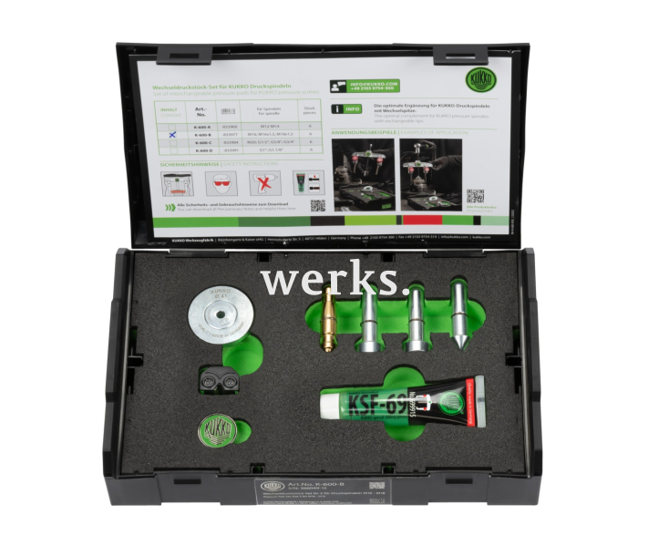 Комплект сменных нажимных насадок Ø 20, 32, 41 мм (М16 - М18) KUKKO K-600-B