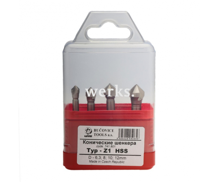 Набор зенковок 90° 6,3-12мм HSS-G 3z 4шт Bucovice Tools 741801