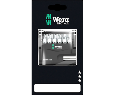Bit-Check 12 Metal 1 SB Набор насадок (PH, PZ, TX, HEX-Plus) и держатель Wera WE-136393