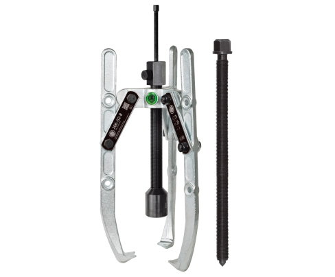 Универсальный трёхзахватный съёмник с шарнирными захватами, регулировкой глубины фиксации и длинным гидравлическим шпинделем (включая  механический шпиндель) KUKKO 206-02-B