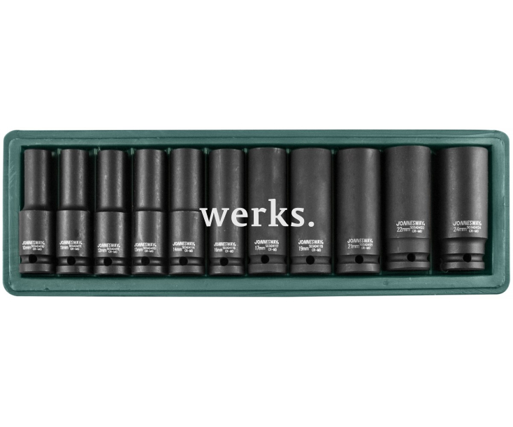 Набор головок торцевых ударных глубоких 1/2"DR 10-24 мм 11 предметов Jonnesway S03AD4111S