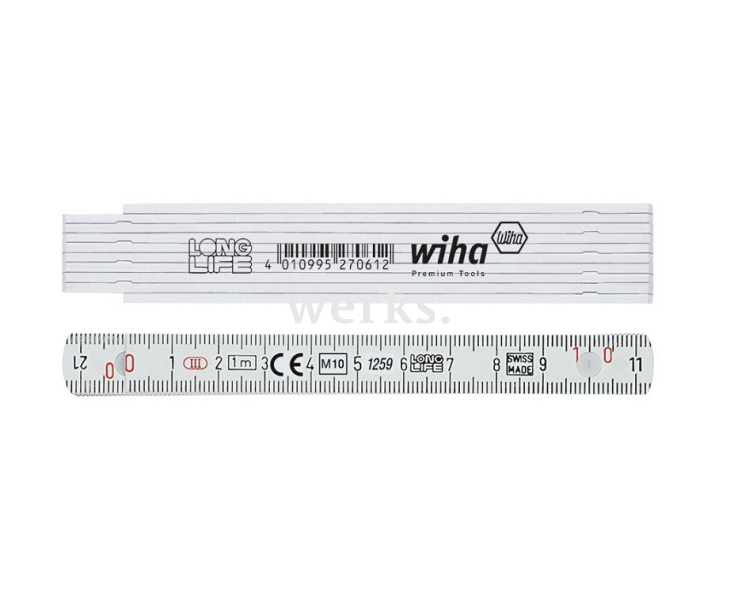 Метр складной Longlife 1 м Wiha 410 1000 27062 белый
