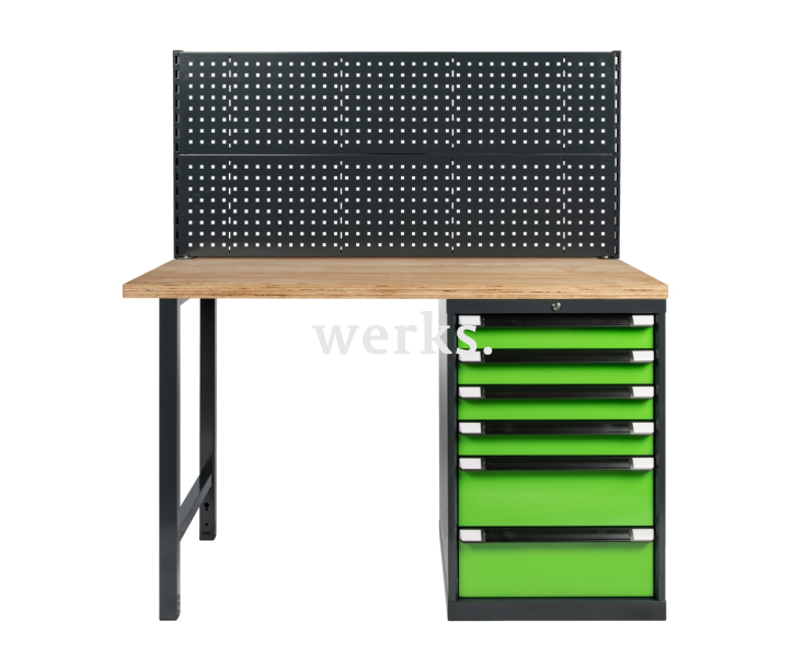Стационарный верстак с шестью прочными ящиками KUKKO X-SW-179-6