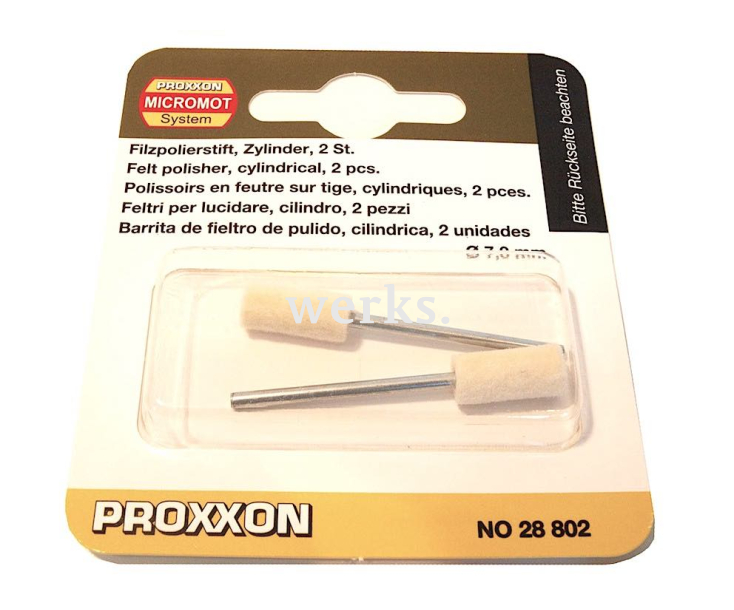 Насадки полировальные войлочные (цилиндр Ø 7 мм) Proxxon 28802 2 шт.