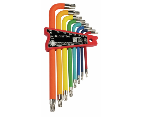 Г-образные отвёртки TX, с шариковой головкой, с цветовой кодировкой, в зажиме TURNUS KUKKO 212BT260