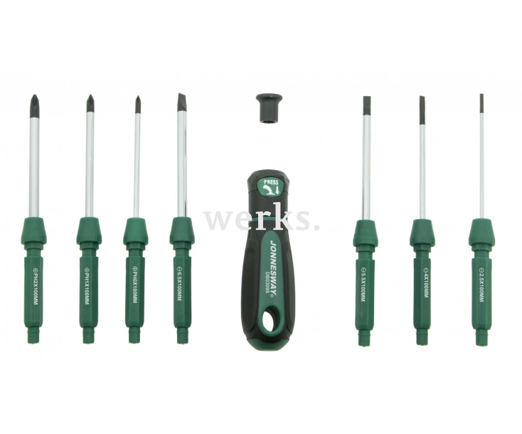 Отвертка со сменными жалами, 9 предметов Jonnesway DB0309S