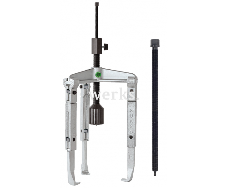 Универсальный трёхзахватный съёмник с удлинёнными захватами и длинным гидравлическим шпинделем (включая  механический шпиндель) KUKKO 30-2-3-B
